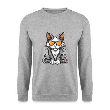 Cat Cool Comic - Unisex Sweatshirt - salt & pepper - Front - Alina (178cm) & Michal (187cm)