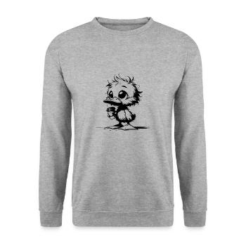 Cute duck with coffee mug - Unisex Sweatshirt - salt & pepper - Front - Alina (178cm) & Michal (187cm)