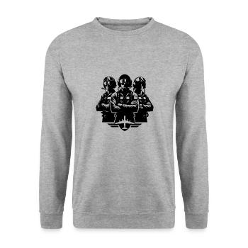 De fiers pilotes en combinaison de vol - Sweat-shirt Unisexe - gris chiné - Devant - Alina (178cm) & Michal (187cm)