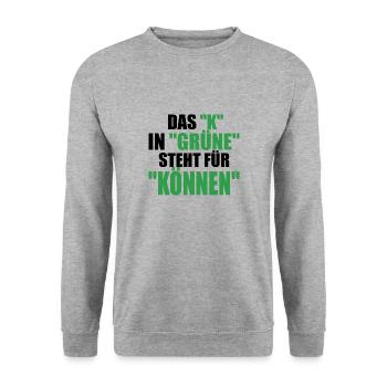 Witze Grüne Grünen Partei Öko Sprüche Klima Co2 - Unisex Pullover - Weißgrau meliert - Vorne - Alina (178cm) & Michal (187cm)