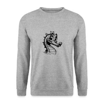 Croquis de l’insigne de crayon rugueux de l’hippocampe pour enfants - Sweat-shirt Unisexe - gris chiné - Devant - Alina (178cm) & Michal (187cm)