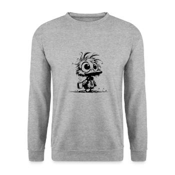Funny Office Duck with Coffee and Tie - Unisex Sweatshirt - salt & pepper - Front - Alina (178cm) & Michal (187cm)