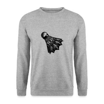 Schneller Badminton Federball Tattoo Style - Unisex Pullover - Weißgrau meliert - Vorne - Alina (178cm) & Michal (187cm)