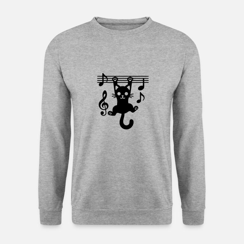 Musik Katze lustige Noten Kleine freche Katzen - Unisex Pullover - Weißgrau meliert