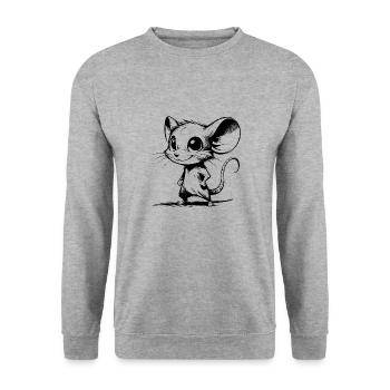 Witzige Baby Kinder Maus Cartoon Style - Unisex Pullover - Weißgrau meliert - Vorne - Alina (178cm) & Michal (187cm)