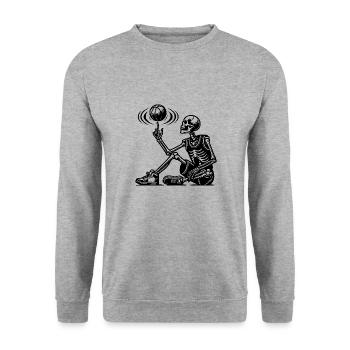 Cool Halloween squelette jouant au basket-ball - Sweat-shirt Unisexe - gris chiné - Devant - Alina (178cm) & Michal (187cm)