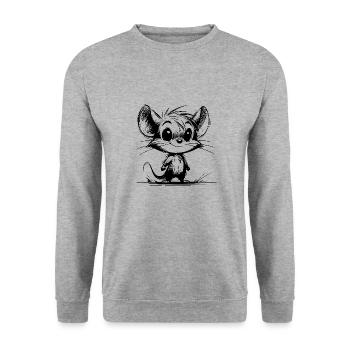 Mouse Baby and Ears Drawing Style Pencil - Unisex Sweatshirt - salt & pepper - Front - Alina (178cm) & Michal (187cm)