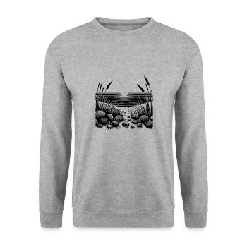 Sunset on the beach with tropical seashells - Unisex Sweatshirt - salt & pepper - Front - Alina (178cm) & Michal (187cm)