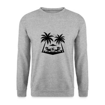 Vacances pour les couples avec palmiers sur la plage - Sweat-shirt Unisexe - gris chiné - Devant - Alina (178cm) & Michal (187cm)