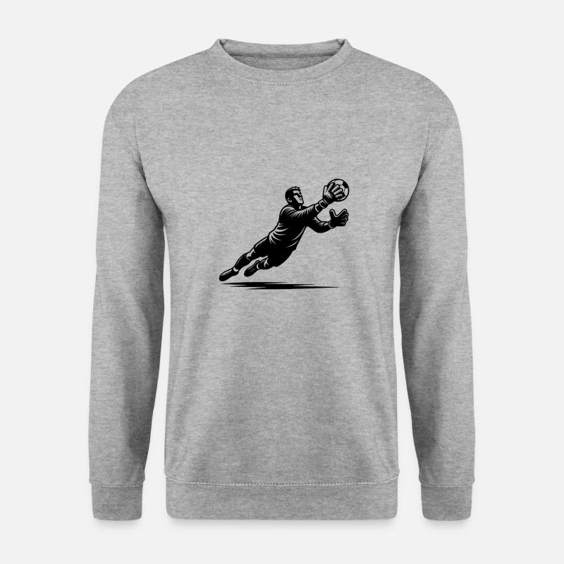 Torhüter pariert den fliegenden Ball - Unisex Pullover - Weißgrau meliert