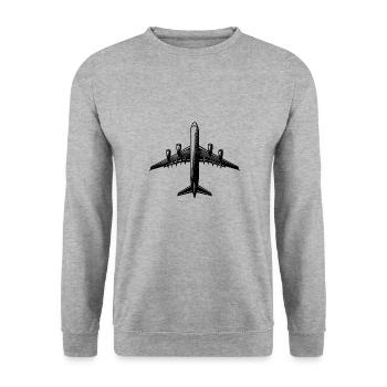 Flugzeug für Hobby RC Piloten großes RC Modell - Unisex Pullover - Weißgrau meliert - Vorne - Alina (178cm) & Michal (187cm)