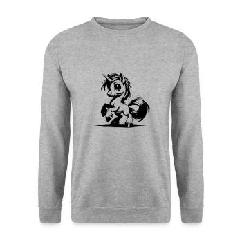 Ey, Einhorn! Deine Frisur sitzt heute perfekt - Unisex Pullover - Weißgrau meliert - Vorne - Alina (178cm) & Michal (187cm)