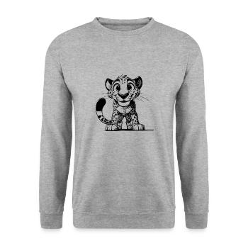 Little leopard with big eyes and cuddly eyes - Unisex Sweatshirt - salt & pepper - Front - Alina (178cm) & Michal (187cm)