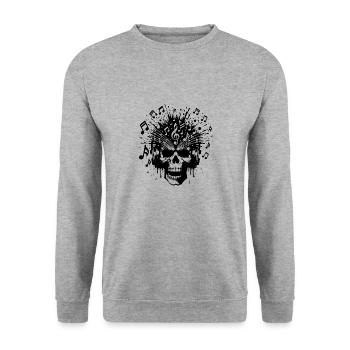 Festival Splash of Sound – Musik Schädel mit Wumms - Unisex Pullover - Weißgrau meliert - Vorne - Alina (178cm) & Michal (187cm)