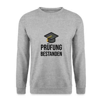 Abschlussprüfung Prüfung Bestanden - Unisex Pullover - Weißgrau meliert - Vorne - Alina (178cm) & Michal (187cm)