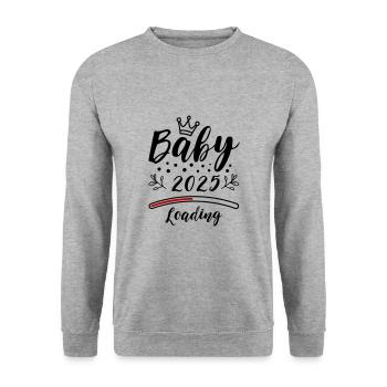 Baby 2025 Loading Pregnant Saying - Unisex Sweatshirt - salt & pepper - Front - Alina (178cm) & Michal (187cm)