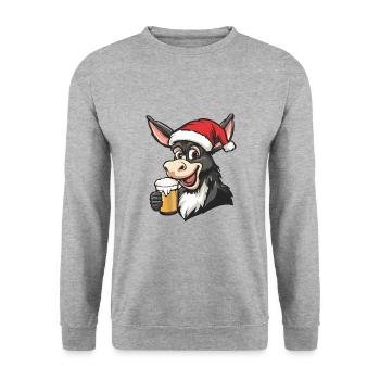 Esel Bier Xmas Weihnachten - Unisex Pullover - Weißgrau meliert - Vorne - Alina (178cm) & Michal (187cm)
