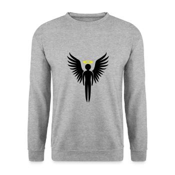 Engel Symbol - Unisex Pullover - Weißgrau meliert - Vorne - Alina (178cm) & Michal (187cm)