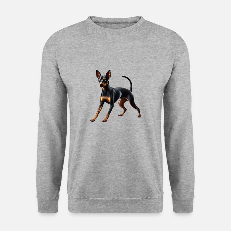 Hund Pinscher - Unisex Pullover - Weißgrau meliert