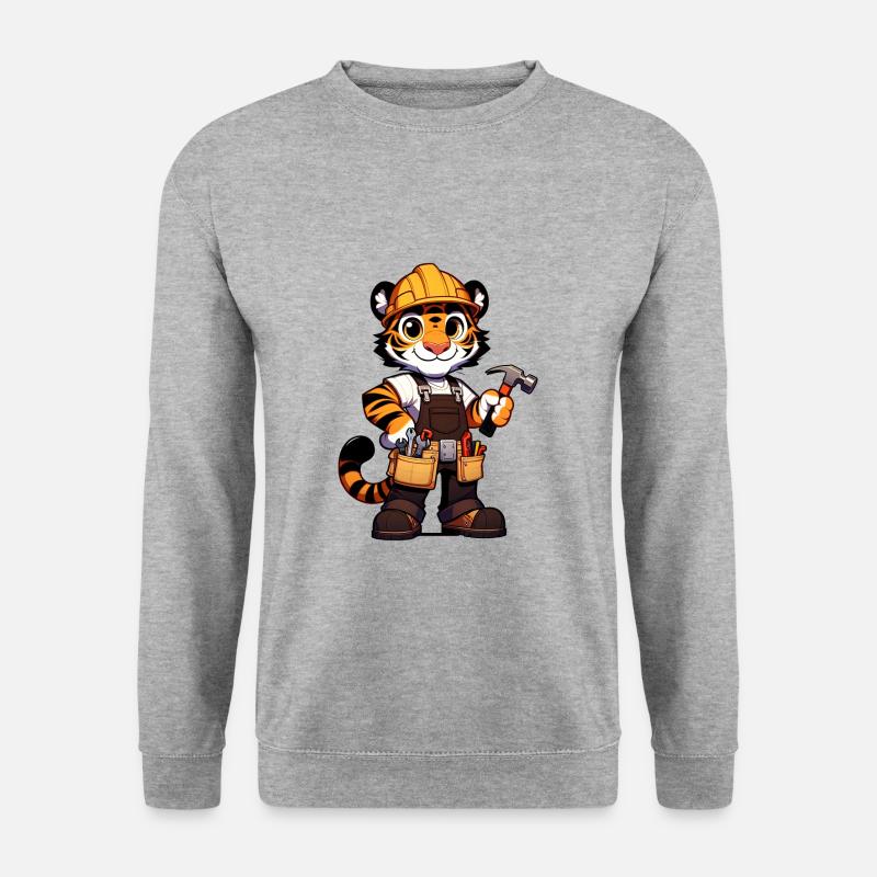 Cute Tiger Craftsman - Unisex Pullover - Weißgrau meliert