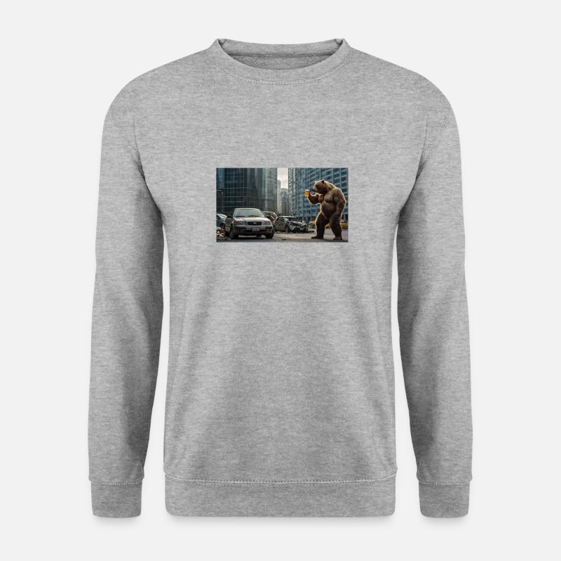 Bär Apokalypse Bier - Unisex Pullover - Weißgrau meliert