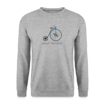 Fahrrad antik Vintage hochrad genuß Rad Biker groß - Unisex Pullover - Weißgrau meliert - Vorne - Alina (178cm) & Michal (187cm)