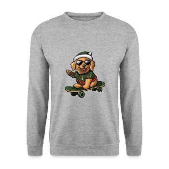 Golden Retriever Chien Noël Drôle Drôle - Sweat-shirt Unisexe - gris chiné - Devant - Alina (178cm) & Michal (187cm)