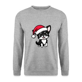 Chihuahua Dog Christmas Cute - Unisex Sweatshirt - salt & pepper - Front - Alina (178cm) & Michal (187cm)