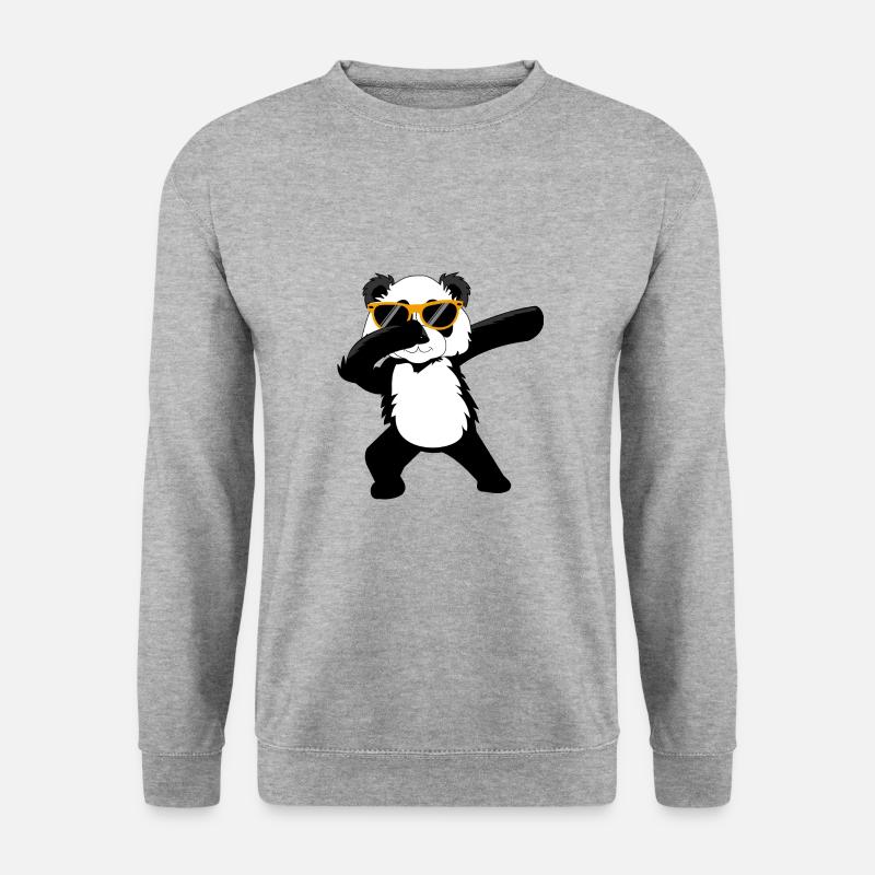 Panda Bär Dabbing Dab Tanz Geschenk - Unisex Pullover - Weißgrau meliert