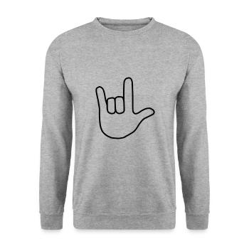 Emoji I love you sketch black - Unisex Sweatshirt - salt & pepper - Front - Alina (178cm) & Michal (187cm)