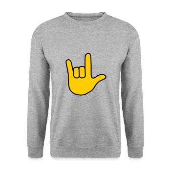 Emoji Ich liebe dich Skizze Farbe - Unisex Pullover - Weißgrau meliert - Vorne - Alina (178cm) & Michal (187cm)