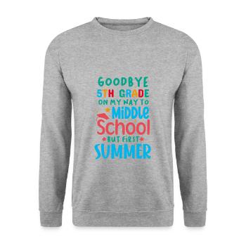 Adieu à la 5ème année - Bonjour collège - Sweat-shirt Unisexe - gris chiné - Devant - Alina (178cm) & Michal (187cm)
