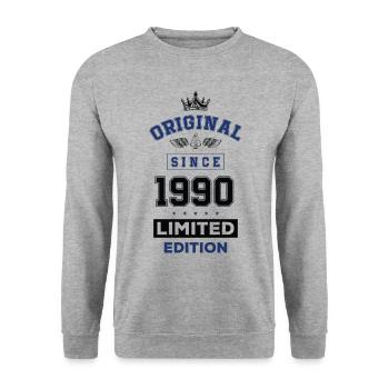 1990 limited edition Geburtstag - Unisex Pullover - Weißgrau meliert - Vorne - Alina (178cm) & Michal (187cm)