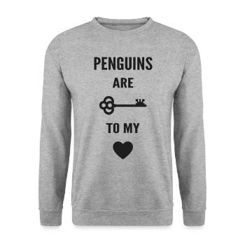 Penguins are the key to my heart - Unisex Sweatshirt - salt & pepper - Front - Alina (178cm) & Michal (187cm)