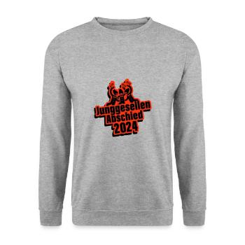 Junggesellenabschied 2024 - Unisex Pullover - Weißgrau meliert - Vorne - Alina (178cm) & Michal (187cm)