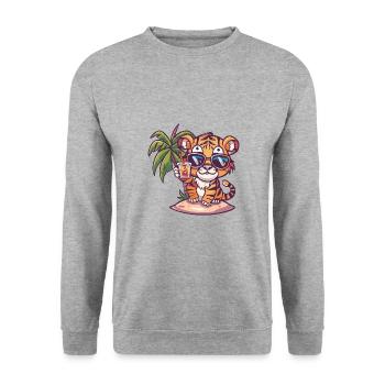 Palmier d’été de l’île du Tigre - Sweat-shirt Unisexe - gris chiné - Devant - Alina (178cm) & Michal (187cm)