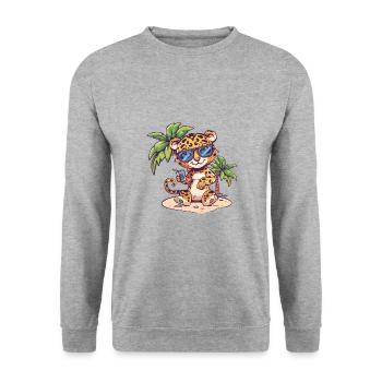 Palmier d’été de l’île Leopard - Sweat-shirt Unisexe - gris chiné - Devant - Alina (178cm) & Michal (187cm)
