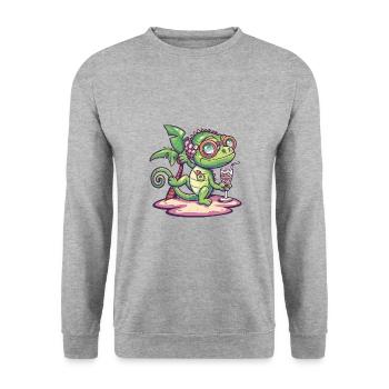 Vacances d’été caméléon - Sweat-shirt Unisexe - gris chiné - Devant - Alina (178cm) & Michal (187cm)