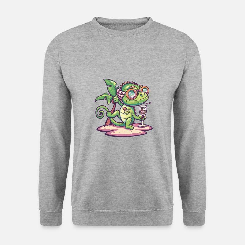 Chameleon Sommer Urlaub - Unisex Pullover - Weißgrau meliert
