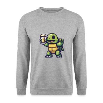 Tortue bière pixel - Sweat-shirt Unisexe - gris chiné - Devant - Alina (178cm) & Michal (187cm)