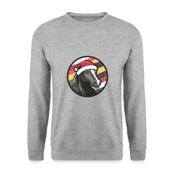 Pferd Weihnachten Christmas - Unisex Pullover - Weißgrau meliert - Vorne - Alina (178cm) & Michal (187cm)