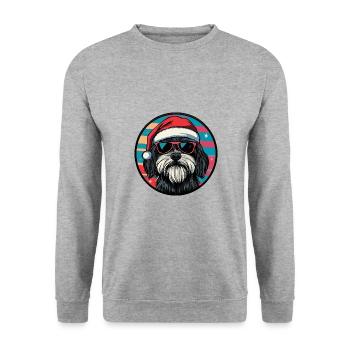 Havanese Hund Weihnachten Cool - Unisex Pullover - Weißgrau meliert - Vorne - Alina (178cm) & Michal (187cm)