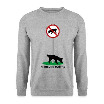Humour Canin - Sweat-shirt Unisexe - gris chiné - Devant - Alina (178cm) & Michal (187cm)