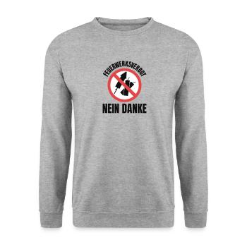 Böllerverbot Nein Danke Feuerwerksverbot Silvester - Unisex Pullover - Weißgrau meliert - Vorne - Alina (178cm) & Michal (187cm)