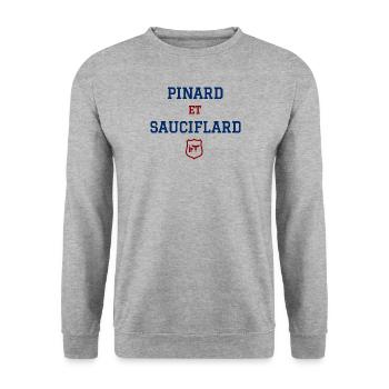 Pinard et Sauciflard - Sweat-shirt Unisexe - gris chiné - Devant - Alina (178cm) & Michal (187cm)