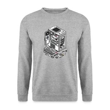 Ordinateur - Sweat-shirt Unisexe - gris chiné - Devant - Alina (178cm) & Michal (187cm)