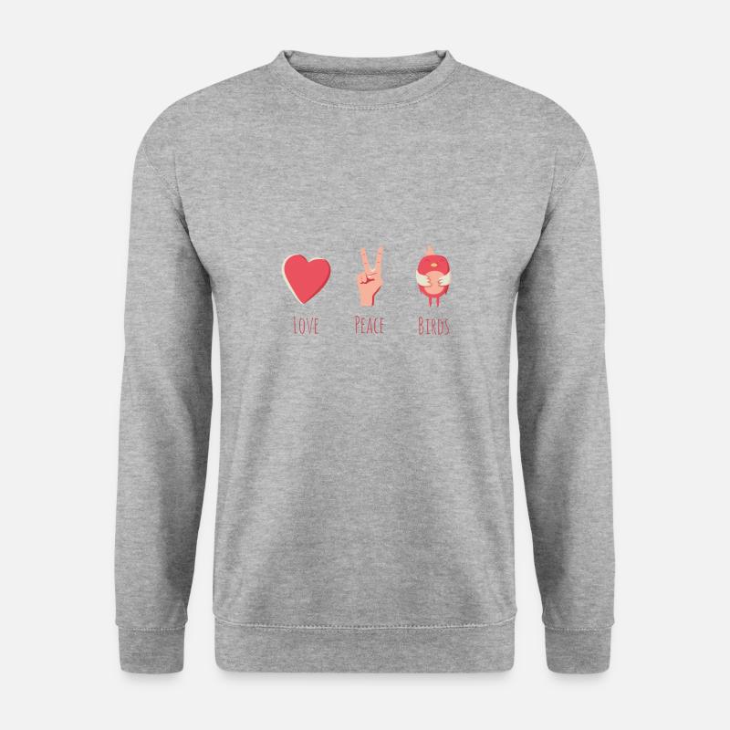 Vögel - Unisex Pullover - Weißgrau meliert