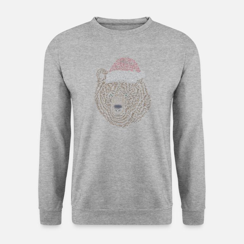 Christmas Baer ,Bär - Unisex Pullover - Weißgrau meliert