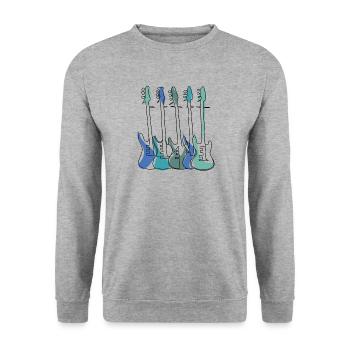 GUITARES ELECTRIQUES LINE ART - Sweat-shirt Unisexe - gris chiné - Devant - Alina (178cm) & Michal (187cm)