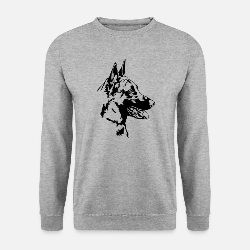 Belgian Malinois Portrait Hund Hunde Wilsigns - Unisex Pullover - Weißgrau meliert